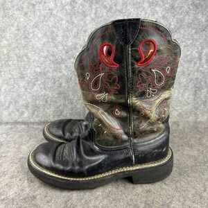 Ariat Boots Womens Size 7B‎ Black Red Western Cowboy Leather Work Style 16751